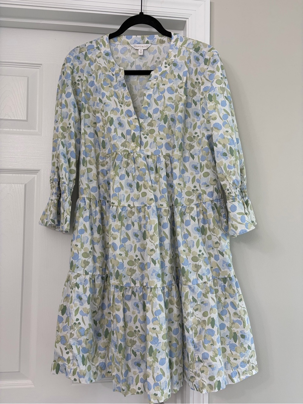 crown & ivy Blue and Green Floral Dress